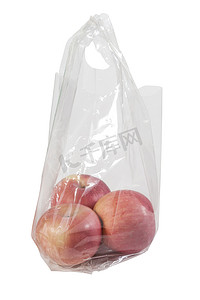 孤立的塑料袋中的苹果