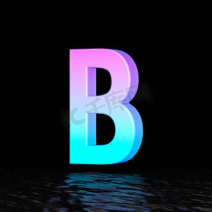 青色洋红色字体 Letter B 3D