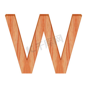 木制字母图案美丽的 3d 隔离在白色背景，设计字母 W