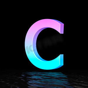 青色洋红色字体 Letter C 3D