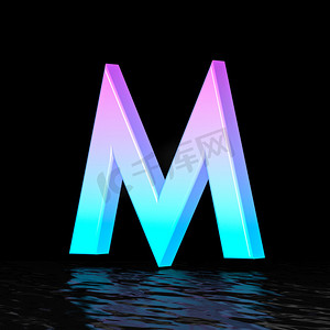 青色洋红色字体 Letter M 3D