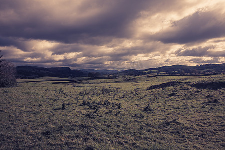开阔风景摄影照片_英国开阔农田的棕褐色田野景观