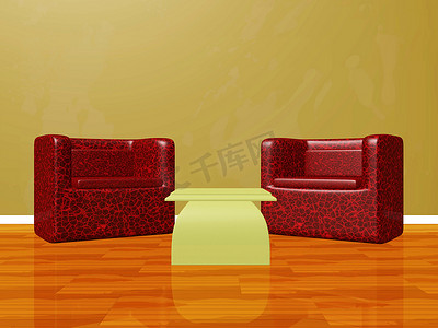 为访谈聊天节目设置的两张躺椅