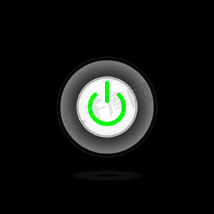On Off Push 式电源按钮，On Off 按钮包含在黑色背景的绿色图标中，