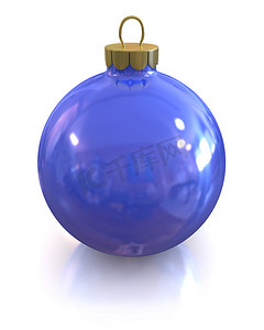 孤立的蓝色圣诞光泽和闪亮球