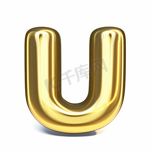 金色字体字母 U 3d