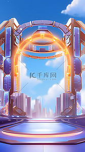 11蓝背景图片_电商科技蓝紫色展台海报背景