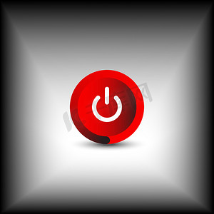 On Off Push 式电源按钮，On Off 按钮包含在阴影黑色背景中的红色图标中，