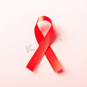 红色蝴蝶结丝带标志 HIV、艾滋病癌症意识