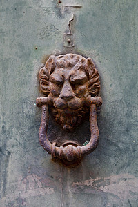 古老的意大利狮子形门环。