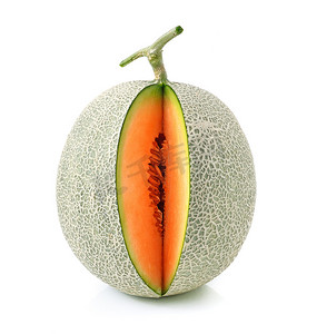 哈密瓜种子摄影照片_白色背景上的哈密瓜