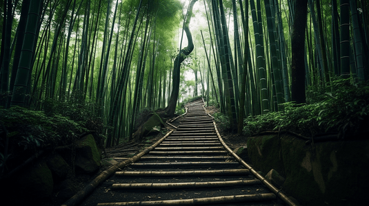 风凉摄影照片_竹林小道