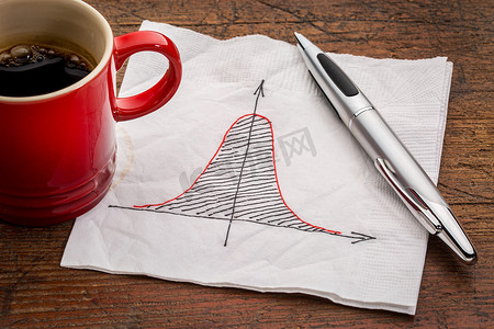 统计表格摄影照片_餐巾纸上的高斯（钟形）曲线