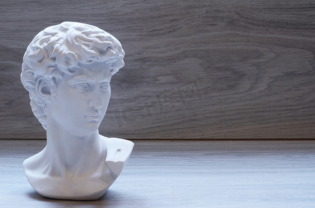 米开朗基罗著名雕像的头像 — 来自佛罗伦萨的大卫，被白色隔离，带有剪裁路径