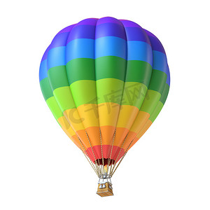 夸张摄影照片_彩虹色热气球 3D