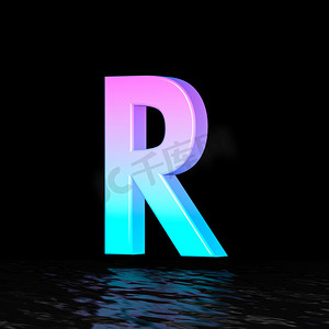 青色洋红色字体 Letter R 3D