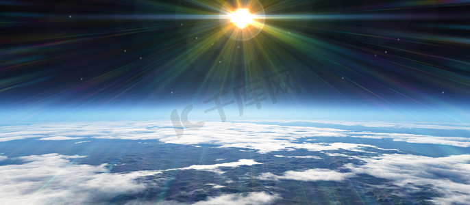 真实宇宙摄影照片_从空间、星和太阳的日出