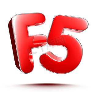 F5 红色 3D 插图在白色背景上与剪切路径。