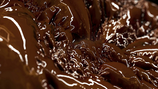 背景与液体巧克力 3D 渲染
