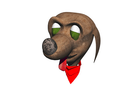 棕色狗头，红项圈和松软的耳朵