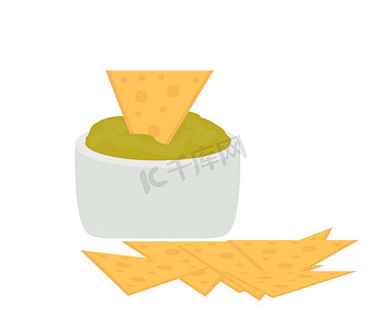 玉米片图标扁平，卡通风格隔离在白色背景上。