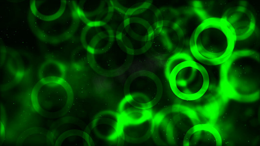绿色发光圆圈抽象运动背景 3D 渲染