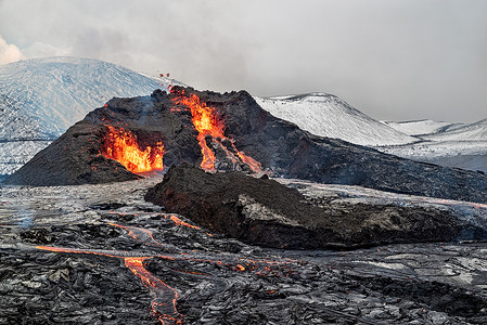 厦门火山岛摄影照片_Fagradalsfjall 火山喷发，冰岛