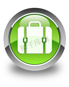 财务袋子图标有光泽的绿色圆形按钮