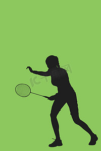 女运动员打羽毛球的复合形象
