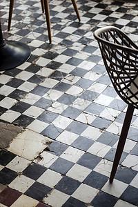 黑色设计摄影照片_西班牙咖啡馆的传统设计旧乡村地砖细节