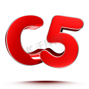 C5 红色 3D 插图在白色背景上与剪切路径。