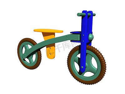 可玩的彩色儿童自行车