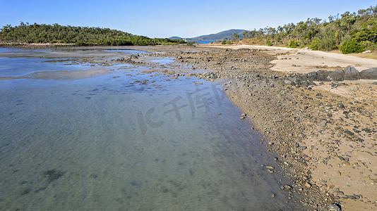 退潮时岩石海岸的泥泞海底