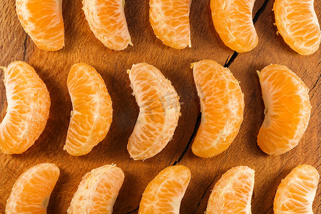 Satsuma Mandarin Tangerine 水果楔形图案布局（Citrus unshiu）