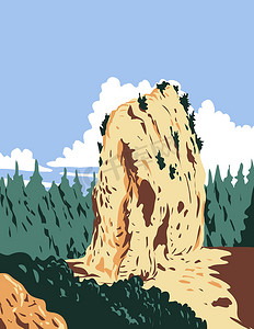甜面包位于密歇根州麦基诺国家公园内的麦基诺岛，存在于 1875 年至 1895 年 WPA 海报艺术