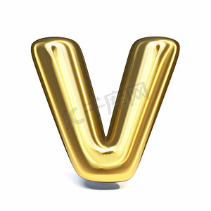 金色字体字母 V 3d
