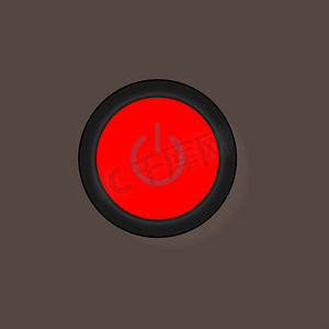 On Off Push 式电源按钮，Off 按钮包含在白色和棕色背景的红色图标中，