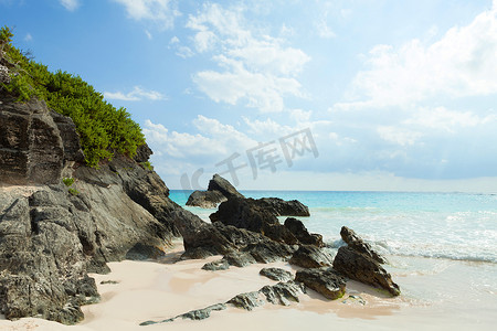 马蹄爆珠摄影照片_百慕大的马蹄湾海滩