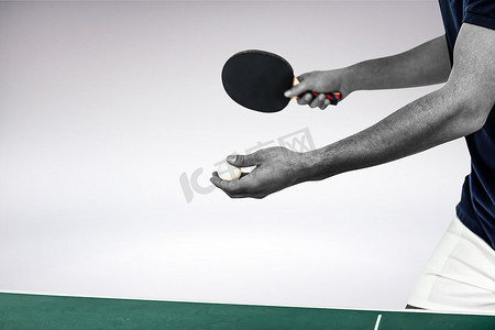 男运动员打乒乓球的复合形象