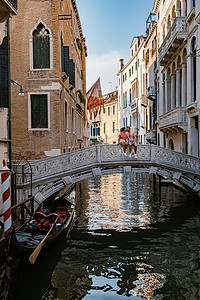 欧洲景点摄影照片_欧洲夏季意大利威尼斯运河、威尼斯建筑和地标