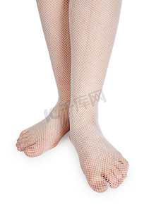 丝袜背景摄影照片_穿着白色时尚丝袜的女性腿