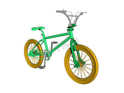 儿童自行车摄影照片_可以玩的绿色儿童自行车
