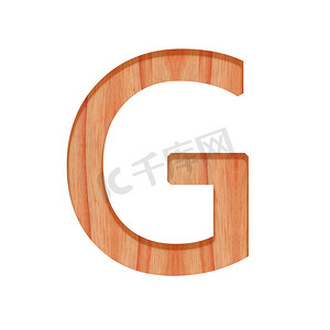 木制复古字母图案美丽的 3d 隔离在白色背景，大写字母 G