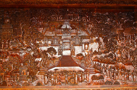 来自泰国的古代壁画木雕。