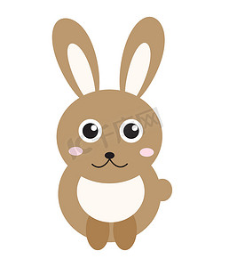 兔子粉色摄影照片_可爱的兔子图标，平面样式。在白色背景上孤立的兔子。
