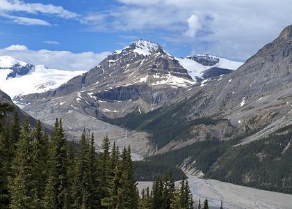 “加拿大落基山脉与冰川融水的壮观景色”