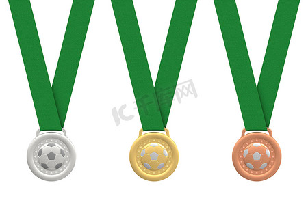 “金、银、铜牌足球奖牌”