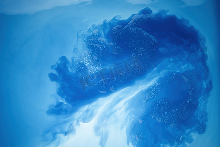 在水的抽象蓝色丙烯酸漆纹理