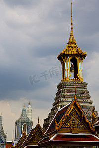 泰国亚洲在曼谷雨寺钟声