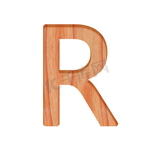 字母图案摄影照片_木制字母图案美丽的 3d 隔离在白色背景，设计字母 R